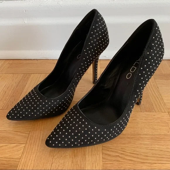 Aldo Studded Stilettos Black Heels - Picture 3 of 8